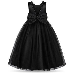 Uhnice Flower Pearls Dress V-Back Tulle Ball Gown Satin Bow-Knot Pageant 9/10